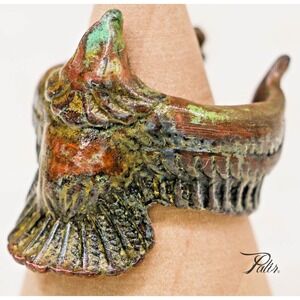 Eagle Ring Patina Finish Adjustable Tribal Bird Wings Statement Gift Men Women